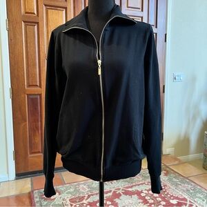 Pink Lotus Womens Full Zip Hoodie Size XL Black Beaded Studded Jacket USA